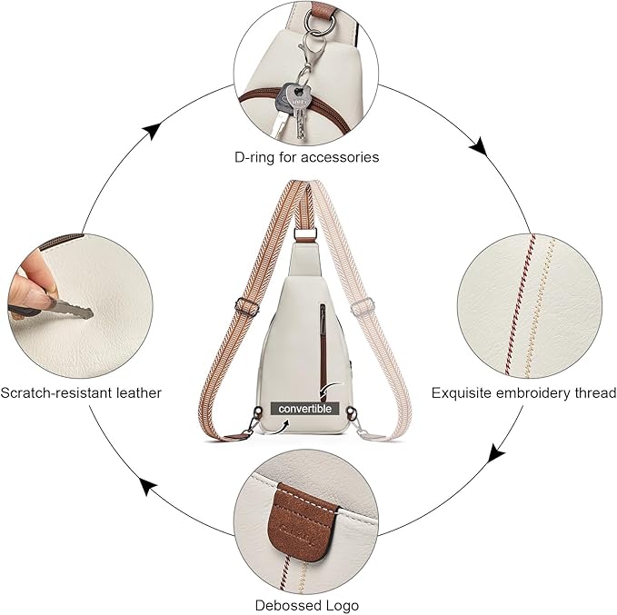 Womens Sling Bag Crossbody Bags for Women Vegan Leather Sling Backpack Daypack Fanny Pack Crossbody Purse Travel