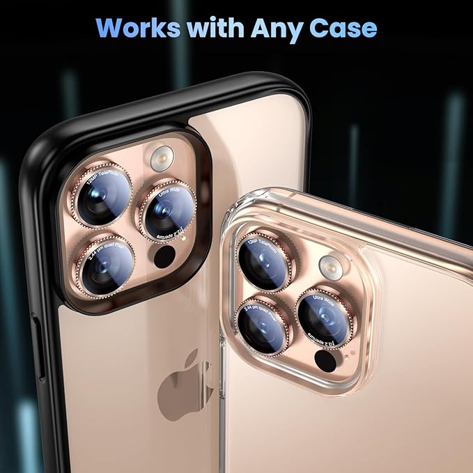 Uyiton for iPhone 17 Pro Max/17 Pro/16 Pro Max/16 Pro/15 Pro Max/15 Pro/14 Pro Max/14 Pro Camera Lens Protector - Military-Grade Tempered Glass Metal Camera Cover, Easy to Install, Gearwheel Gold+Red
