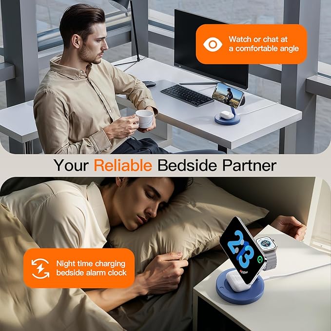 2025 3 in 1 Charging Station for Apple iPhone AirPods Watch with Mag-Safe Charger Wireless Charger Stand for iPhone 16 15 14 13 12 Series AirPods iWatch Series - Gifts for Wife & Husband