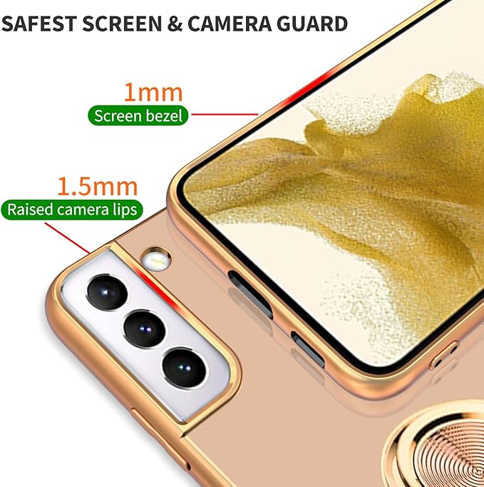 Tnarru Compatible for Samsung Galaxy S22 Plus Case with Ring Holder Kickstand [with Magnetic] Soft TPU Shockproof Electroplated Protective Phone Case for Galaxy S22+ 5G Pink