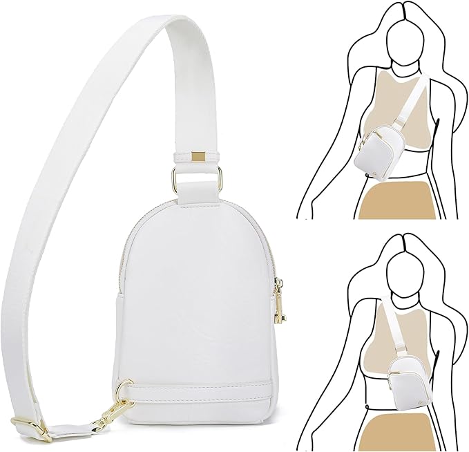 INICAT RFID Blocking Sling Bag Leather Crossbody Bags for Women Fanny Pack Cross Body for Woman Chest Bag for Travel 1.9L