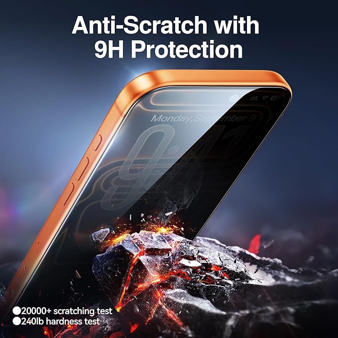 SMARTDEVIL 2PACK for iPhone 17 Pro Privacy Screen Protector Shatterproof Tempered Glass [True 28°Anti Spy] [9H Hardness] [Auto Dust-Elimination Install], [Bubble Free]