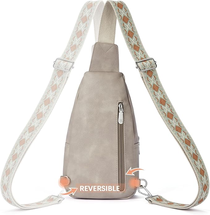 BOSTANTEN Sling Bag for Women Leather Crossbody Bag Vintage Cross Body Purse for Travel with Guitar Strap, Bohemian Style