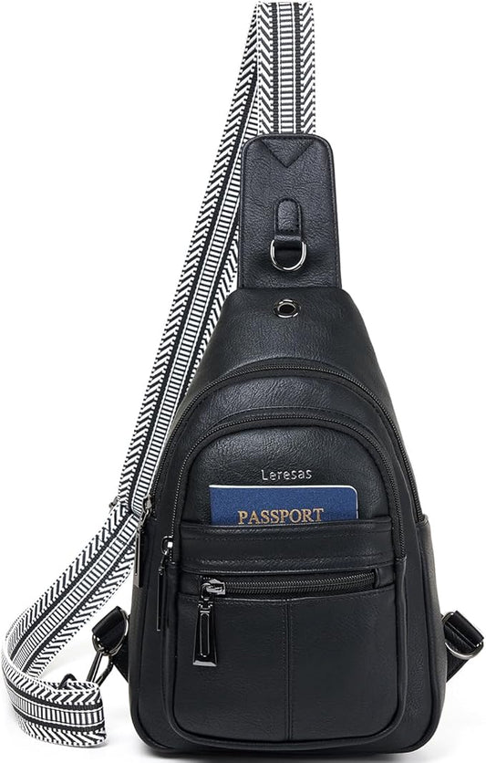 Sling Bag for Women Crossbody Purse Leather Crossbody Bag Fanny Pack Chest Pack for Travel Everyday Vacation