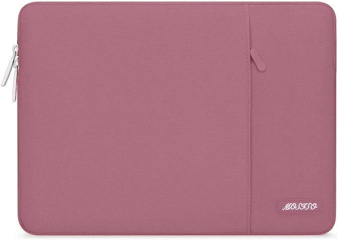 MOSISO Laptop Case 14 inch, 14 inch Laptop Sleeve Compatible with HP Lenovo Dell ASUS Acer, HP Stream, Dell Latitude, Lenovo IdeaPad, Polyester Vertical Computer Sleeve Bag with Pocket, Dusty Rose