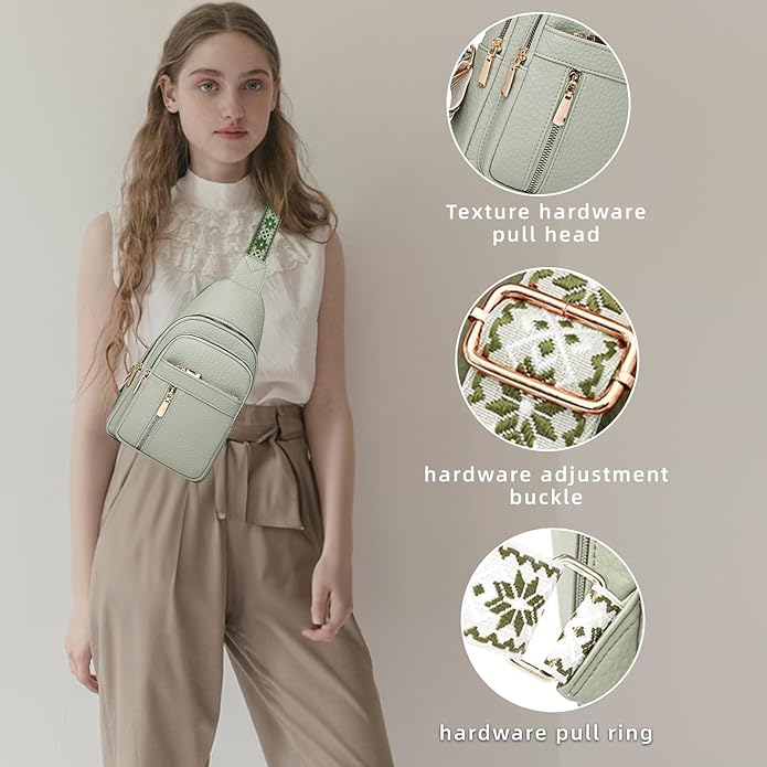 Leather Sling Bag for Women,Travel Small Sling Bag Crossbody Bags for Women-Vegan Leather Fanny Pack Crossbody Bags