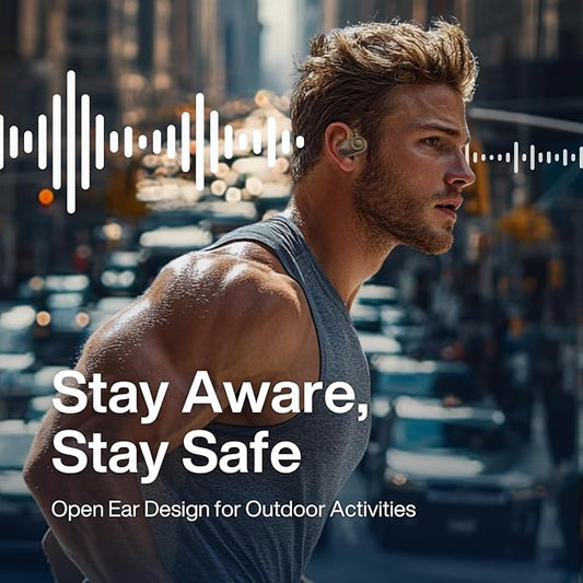 Open Ear Earbuds, Open Ear Headphones with 16mm Speakers, Bluetooth 5.4 Wireless, Biaxial Rotation, Lightweight, 20H Playtime, Over Ear Bluetooth Headphones for Running, Workout, IPX5 Waterproof