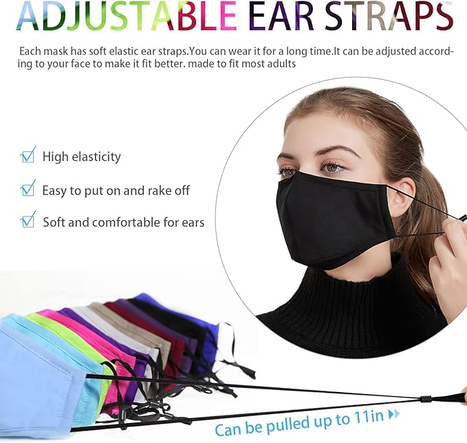 PAGE ONE Reusable Cloth Face Masks Washable Adjustable Breathable Cotton Face Mask for Women Men/6PC