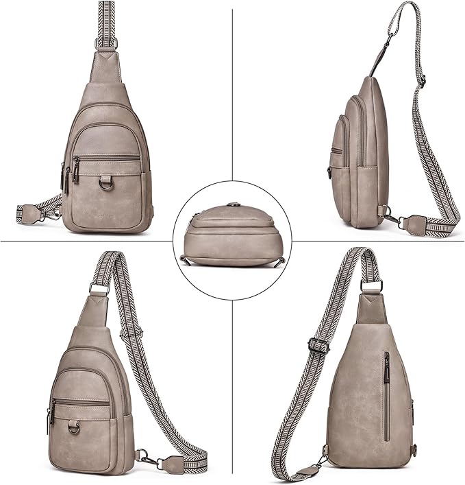 Womens Sling Bag Crossbody Bags for Women Vegan Leather Sling Backpack Daypack Fanny Pack Crossbody Purse Travel