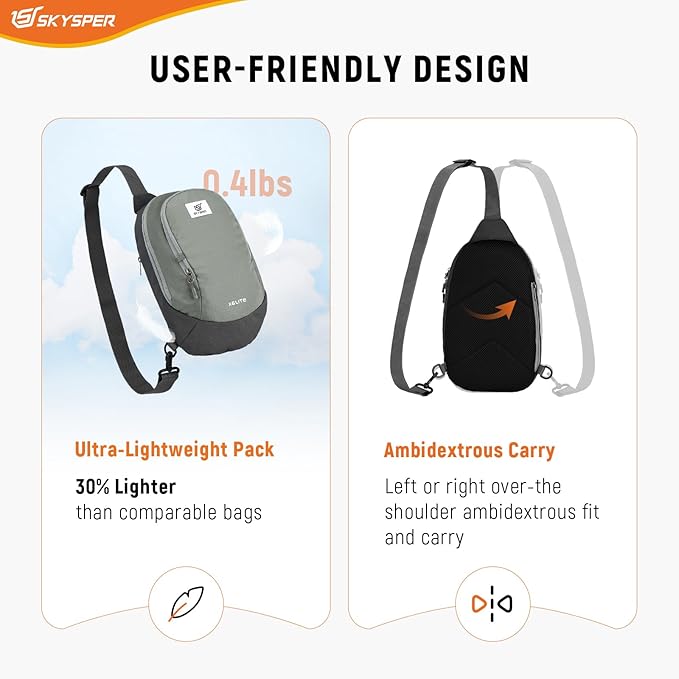 SKYSPER Sling Bag RFID Crossbody Sling Backpack Travel Cross Body Bag Shoulder Sling Daypack