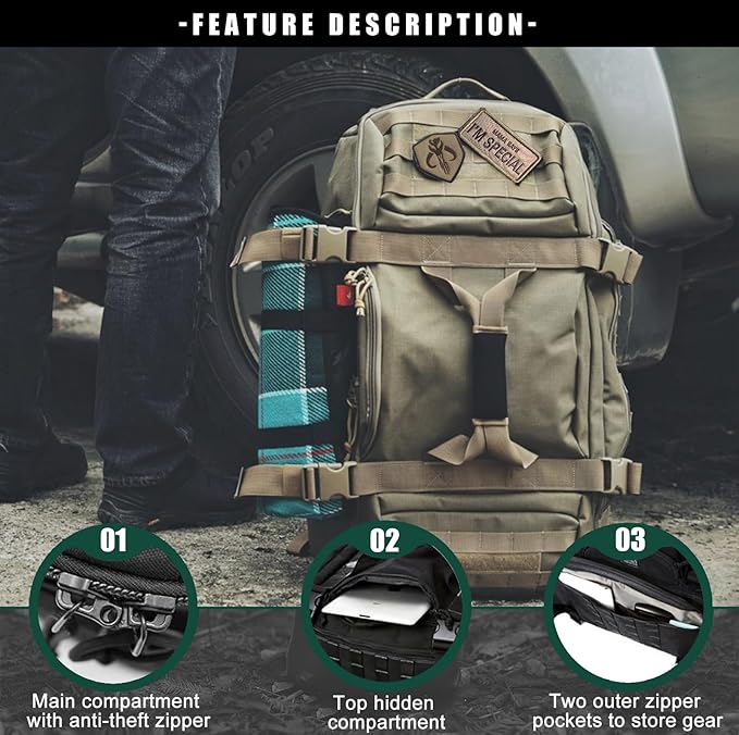Travel Duffle Bag Backpack for Men - Large Tactical Bags Weekender Gym Bag for Overnight Traveling Military Workout Deployment Sports (Coyote, 45L)