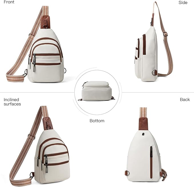Sling Bag for Women Crossbody Bags Fanny Pack Sling Purse Backpack Vegan Leather Shoulder Bag Travel Anti Theft Beige