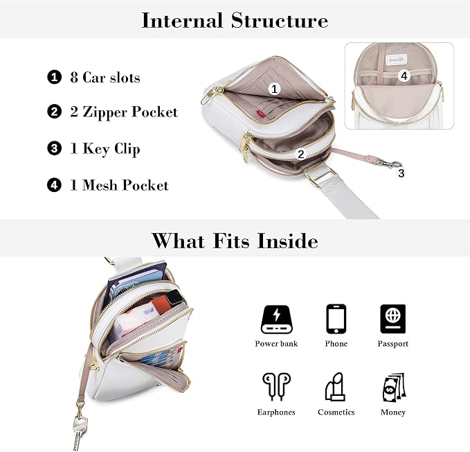 INICAT RFID Blocking Sling Bag Leather Crossbody Bags for Women Fanny Pack Cross Body for Woman Chest Bag for Travel 1.9L