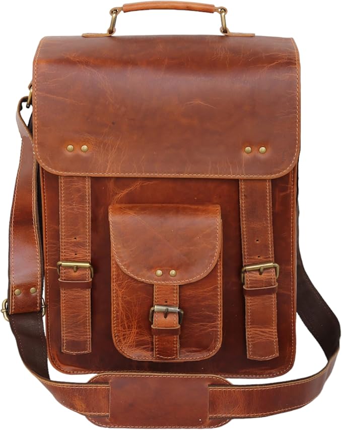 jaald Genuine Leather Messenger Bag Vintage Laptop Crossbody Bag Satchel Man Purse Shoulder Bag for man woman office bag