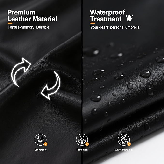 Lacdo 14 Inch Laptop Sleeve Case for HP 14" Laptop, Lenovo Dell ASUS Acer Chromebook 14, HP Stream 14/Ultrabook, Dell Latitude 14, ASUS Vivobook 14, Leather Computer Sleeve with 3 Compartments, Black