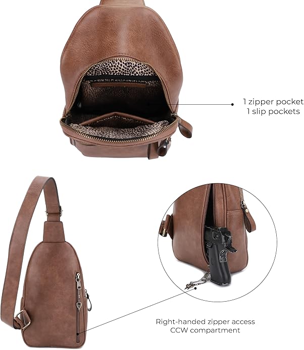 JESSIE & JAMES Jeannie Unisex Multi-Pocket Concealed Carry Sling Bag Crossbody Backpack Purse