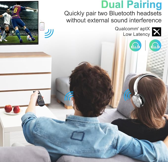 Bluetooth Transmitter for Airplane,Bluetooth V5.4 Transmitter for 2 Airpods/Headphones Dual Pairs.Wireless Transmitter for in-Flight/TV/Gym,with AptX LL,Metal Frame