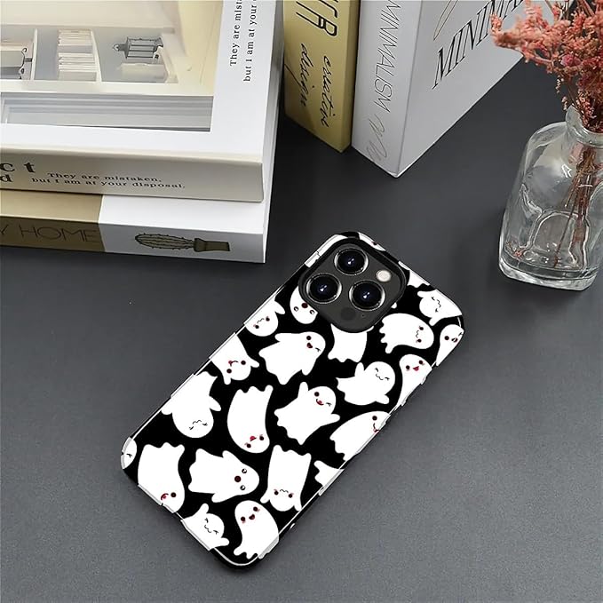 Case for iPhone 12 Pro Max Case,Halloween Ghosts Bats Design - Hybrid Dual Protection Silicone + Hard PC Shockproof Full Body Cover Slim Anti-Scratch Protective Case for Men Women