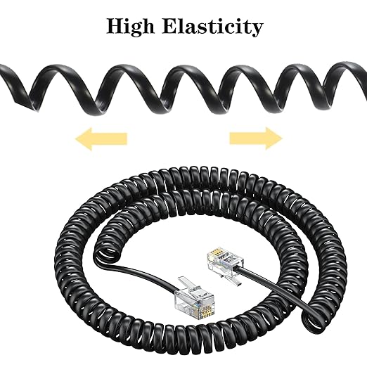 RJ9 4P4C Telephone Cord，Telephone Handset Cord,Coiled Wire 10 Pack 8Ft Uncoiled / 1.4Ft Coiled Landline Phone Handset Cable RJ9 4P4C Telephone Accessory -20 Pack
