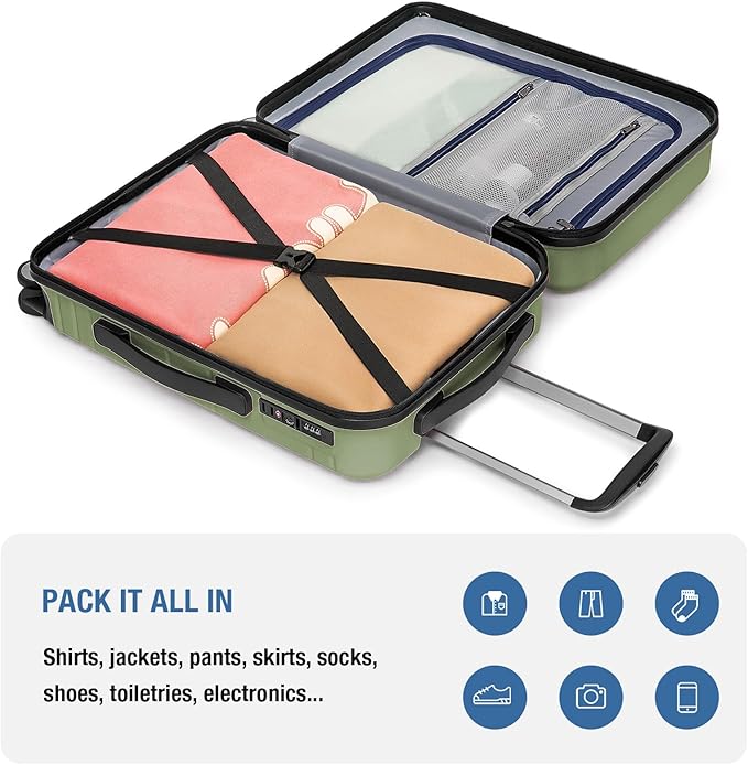 KYME Carry On Luggage 22x14x9 Airline Approved with TSA Lock Hard Shell Carry On Suitcase Lightweight Suitcases with Wheels Small Luggage for Men Women,Carry-On 20 Inch,Lt Green