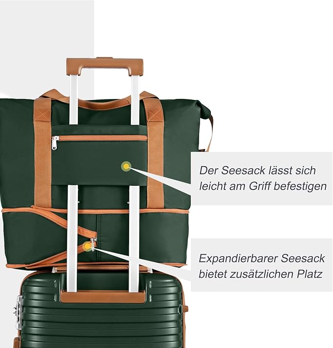 Joyway Carry on 20Inch &24 Inch Checked Luggage Set, 2-Piece Expandable Suitecase Set with Spinner Wheel, Hard Shell Suitcase with TSA Lock(Green)