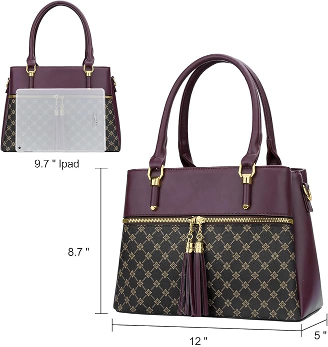 KKXIU Women Satchel Bags Handle Shoulder Handbags and Purses Pockets Zipper Leather Crossbody Bags