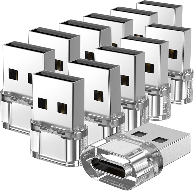 USB C to USB A Adapter 12-Pack, USB A to C Adapter Charging and Data Converter Compatible with Apple Watch/Ultra iWatch/iPhone 16/15 Pro Max Plus/Airpods/iPad 9 10 Air 5 Mini 6/Car/Galaxy