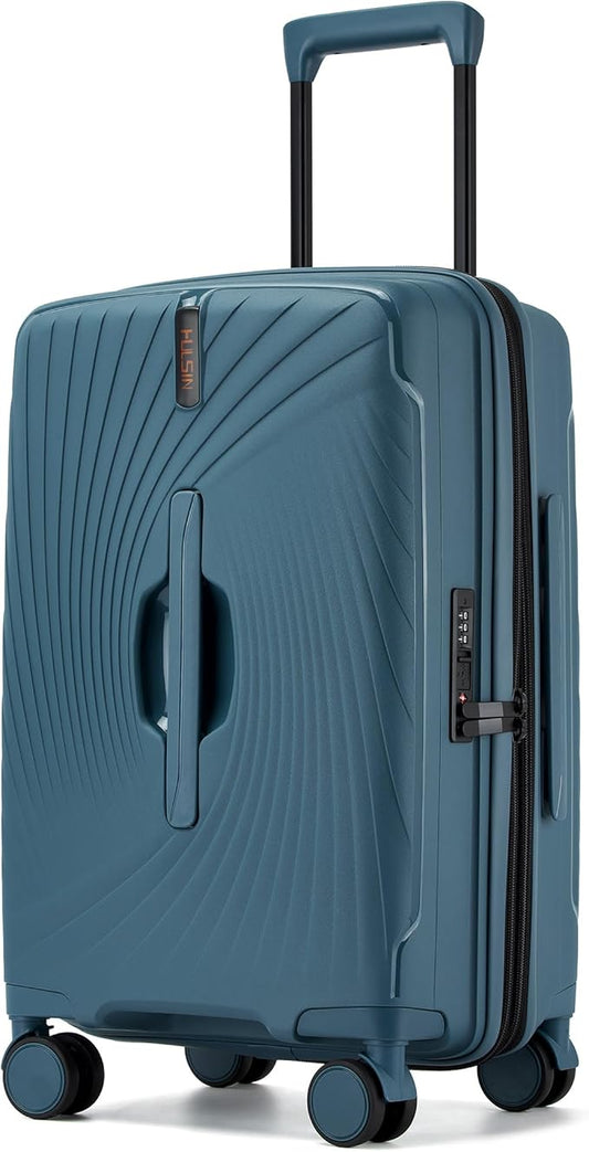 20 Inch Expandable Carry on Luggage, Hardside Lightweight Spinner Suitcase TSA Lock, 22x14x9 Airline Approved Hard Shell Expandable Travel Luggage with 20% More Capacity (Blue, 20 Inch)