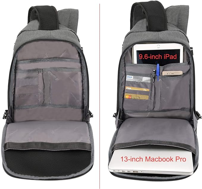 Large Sling Bag Laptop Backpack Cross Body Messenger Bag Shoulder Travel Rucksack (B-Light Gray)