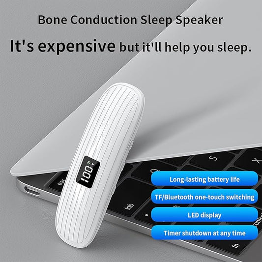 ByteWave Bone Conduction Pillow Speaker, Bluetooth 5.3 Under Pillow Speaker for Sleeping with LED Display, TF Card & Auto-Off, Ultra-Thin Wireless Bed Sound Pad Headphones for Side Sleepers