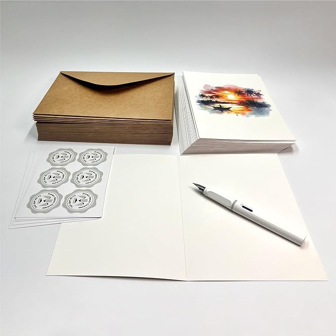 25 Watercolor Landscape Greeting Cards All Occasion Blank Note Cards with Envelopes (Landscape 5x5)