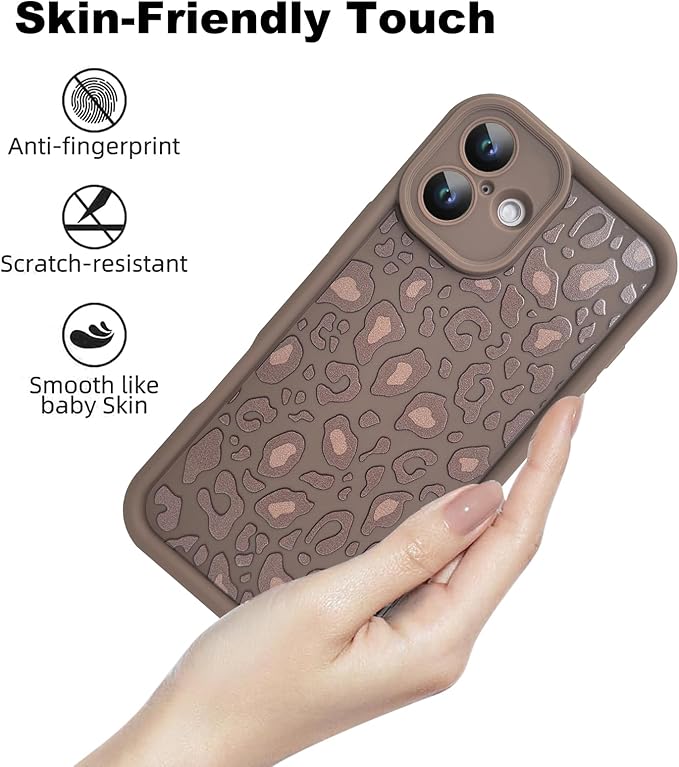 KANGHAR Case for iPhone 16 Leopard Printed Pattern Cute Cheetah Phone Case Soft TPU Shockproof Protective Cover for iPhone 16 6.1 Inch Brown