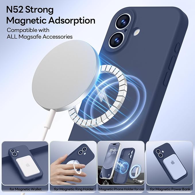 LOVE 3000 Designed for iPhone 17 Case, Premium Silicone [Compatible with Magsafe][Soft Anti-Scratch Microfiber Lining] Shockproof Protective Phone Case for Men Women 6.3", Navy Blue