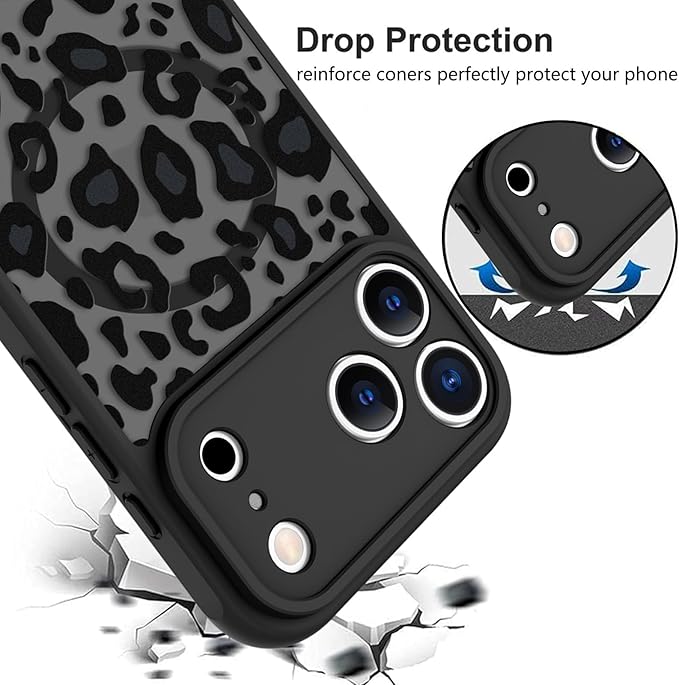 KANGHAR Case Compatible with iPhone 17 Pro Leopard Printed Pattern [Compatible with Magsafe] Cute Cheetah Protective Magnetic Case for Girls Women Men 6.3"
