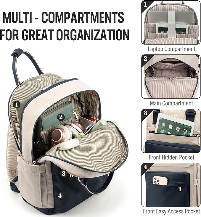 LOVEVOOK Laptop Backpack for Women Men, 17.3 Inch Laptop Bag with USB Port Fashion Waterproof Backpacks Teacher Nurse Stylish Travel Bags Vintage Daypacks for College, Work