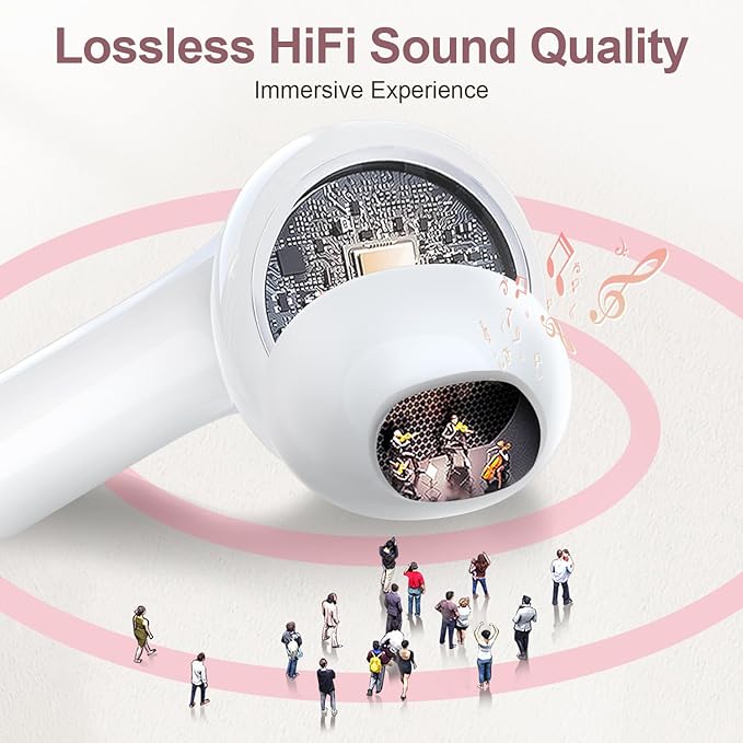 ZIUTY Wireless Earbuds Bluetooth Headphones, 50H Playtime Ear Buds with Mic, LED Digital Display Charging Case, IPX7 Waterproof, Deep Bass Stereo, in-Ear Earphone for iPhone Andriod Phone