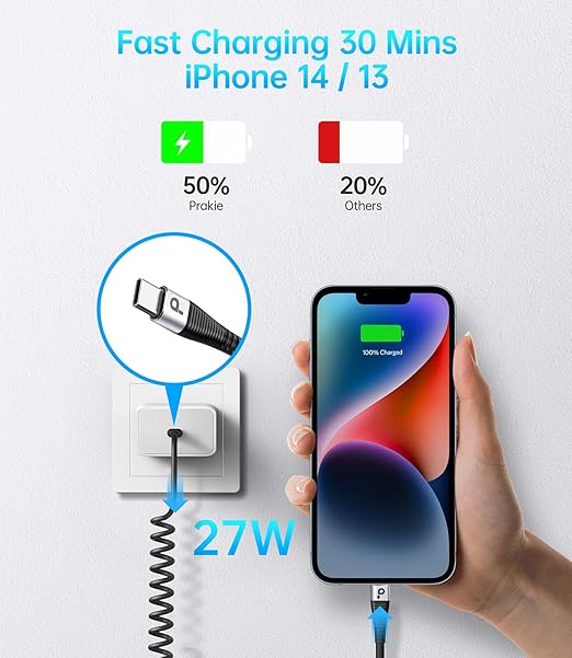 USB Type C to Lightning Cable 3FT 2Pack, Coiled iPhone Charger Fast Charging for Car [Apple MFi Certified] Short USBC iPhone Cord Compatible with iPhone14/13/12/11 Pro Max/XS MAX/8/Plus/iPad/CarPlay