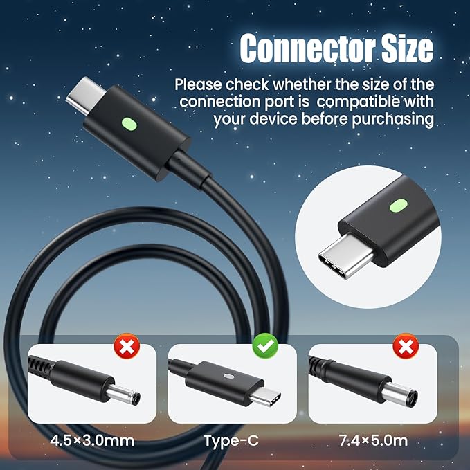 65W/watt Dell USB-C Laptop Charger Slim Power Adapter, for Dell Latitude 5289 5420 5289 5590 7420 7390 7490, Dell XPS 13 9360 9365 9370 9333 9380 Computer AC Adapter Power Cord