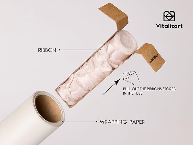 Vitalizart White Wrapping Paper Set 30" Pearly-Lustre With Silk Like Satin Ribbon & Gift Tags Recyclable Eco-Friendly Christmas Gift Wrapping Birthday Baby Shower Wedding Handmade Crafts 197"(16.4 Ft)
