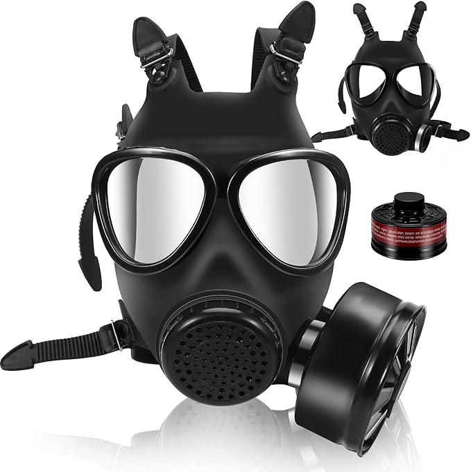 Gas Masks Survival Nuclear and Chemical - Reusable Full Face Respirator Gas Mask with Activated Carbon Filter
