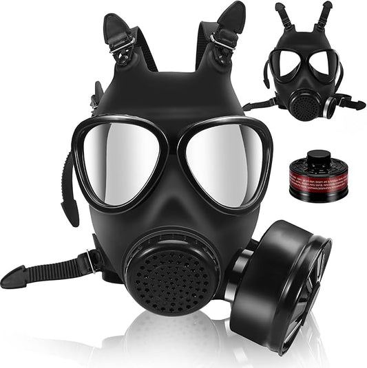 Gas Masks Survival Nuclear and Chemical - Reusable Full Face Respirator Gas Mask with Activated Carbon Filter