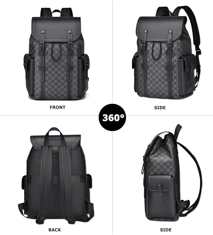 KingTo Laptop Backpack for Men Luxury Anti-Theft Travel Backpack Casual Business Waterproofing Computer Bag (woven black)
