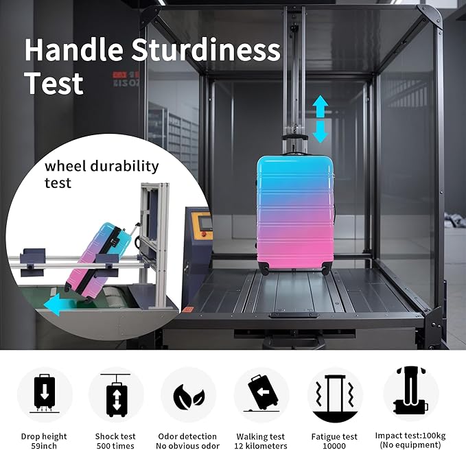 Merax Luggage Sets 3 Piece, Hardside Expandable Suitcase Set with Spinner Wheels, Lightweight Gradient Color Luggage 20+24+28 IN, Blue and Red