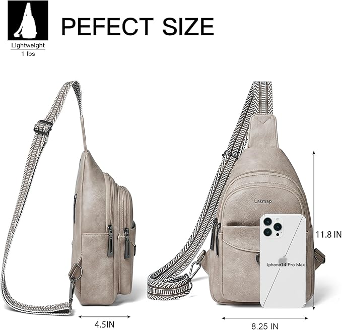7L Sling Bag for Women Men Crossbody Belt Bag Small Travel Sling Backpack Anti Theft Chest Daypack Purse Faux Leather
