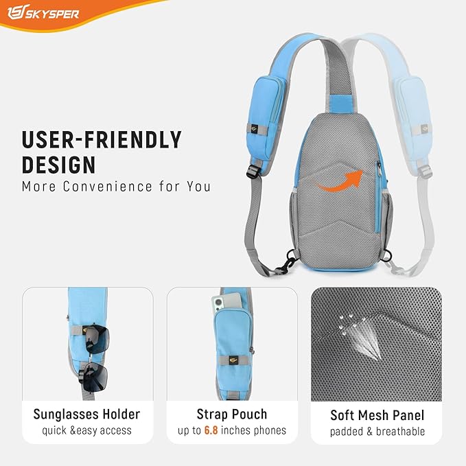 SKYSPER Sling Bag RFID Cross Body Bag Recycled Crossbody Backpack Travel Daypack