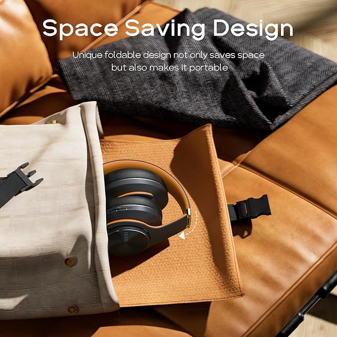 DOQAUS Bluetooth Headphones Over Ear, 90H Playtime Wireless, 3 EQ Modes, HiFi Audio & Deep Bass, ENC Noise Isolating Mic, Soft Earpads for Phone/PC