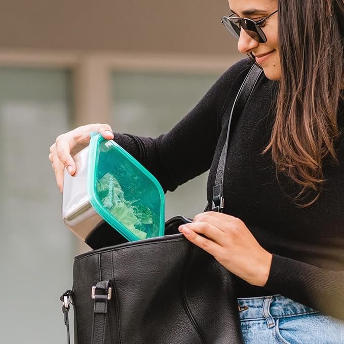 U Konserve Stainless Steel Food Storage Bento Box Container, Leak Proof Silicone Lid Dishwasher Safe - Plastic Free (50oz Teal)