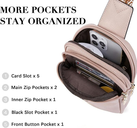 BOSTANTEN Small Sling Bag Crossbody Bags for Women Trendy Crossbody Purse Leather Chest Bag