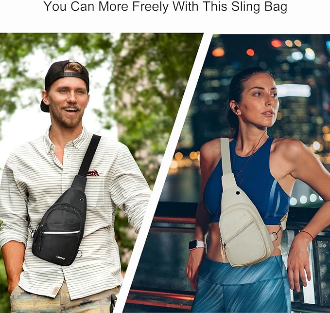 7L Sling Bag For Women Faux Leather Anti Theft Small Casual Daypack Backpack Fanny Pack Crossbody Chest Bags Purse Waterproof Black