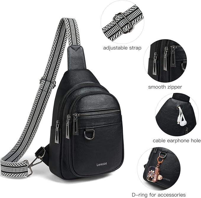 7L Sling Bag for Women Men Vegan Leather Crossbody Bags Fanny Pack Purse Backpack Over Shoulder Bag Travel Anti Theft